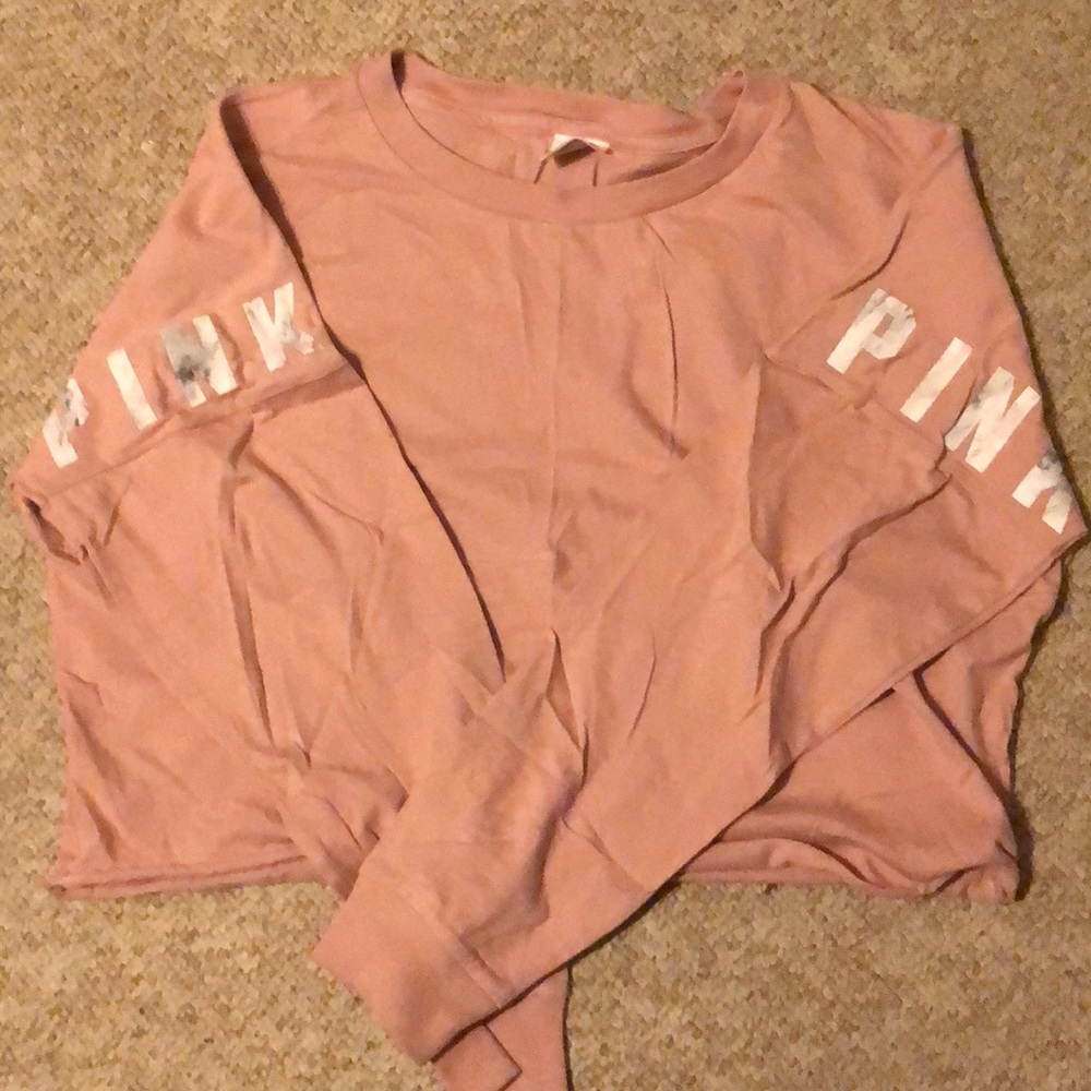 PINK Long Sleeve Crop Top